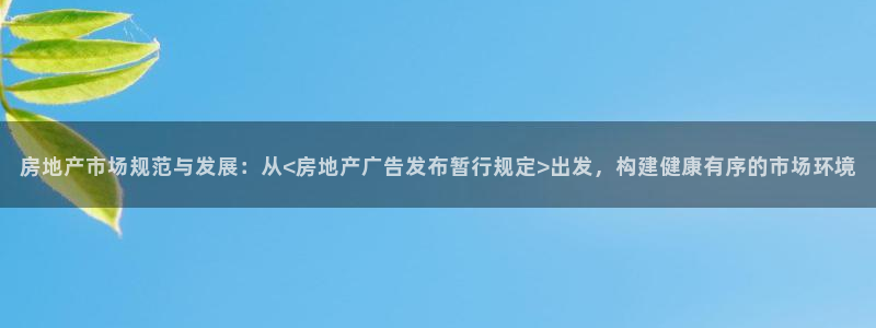 新宝股东瞧听2 5 5：房地产市场规范与发展：从<房地产广告